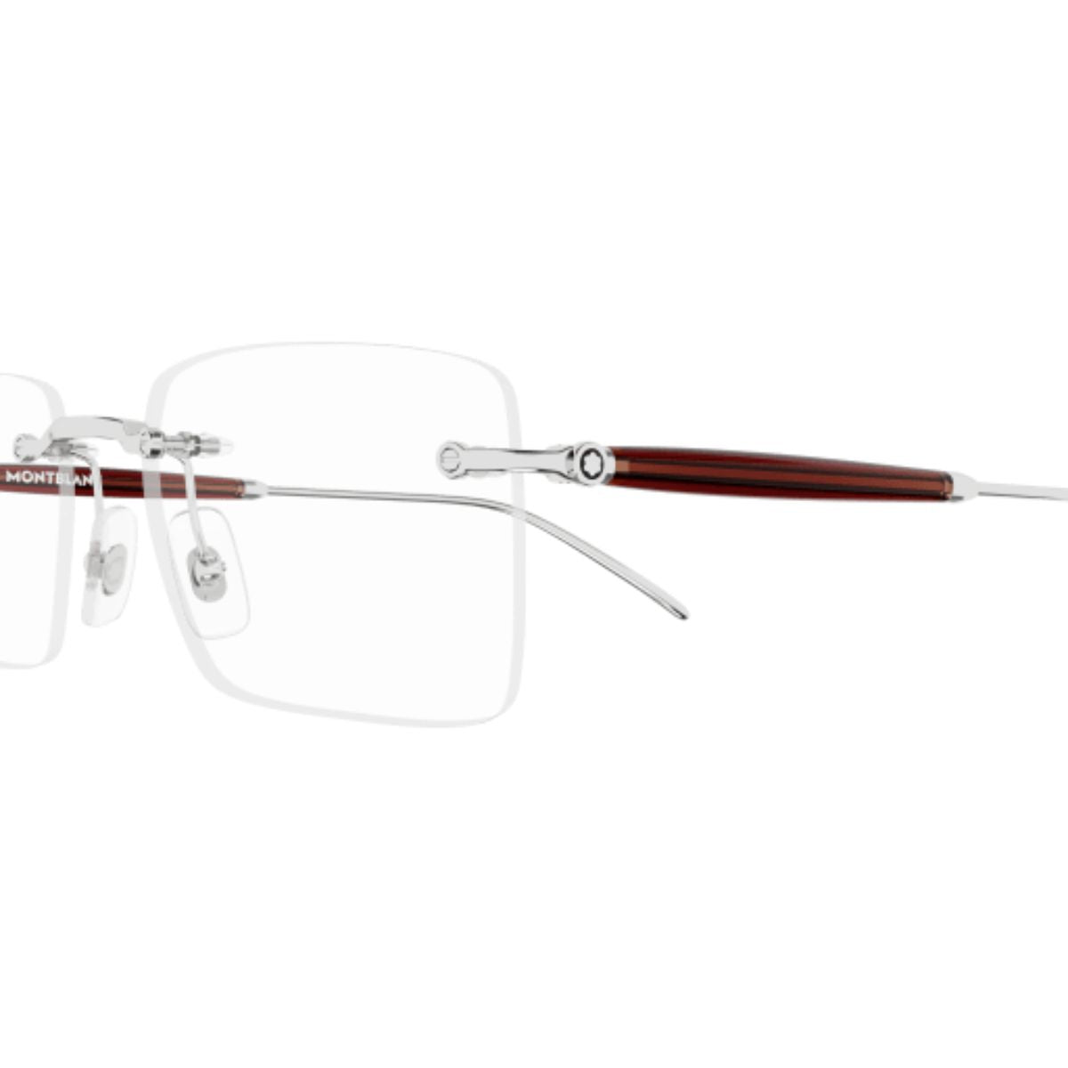 Montblanc MB0411O-003 optical frames offer classic rectangle style and premium silver finish, best Montblanc frames price in India available online at optorium.