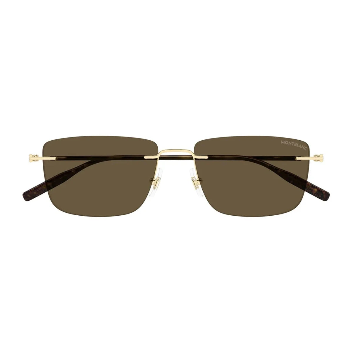 Men’s Montblanc MB 0429S 005 rimless sunglasses with stylish brown lenses - Optorium