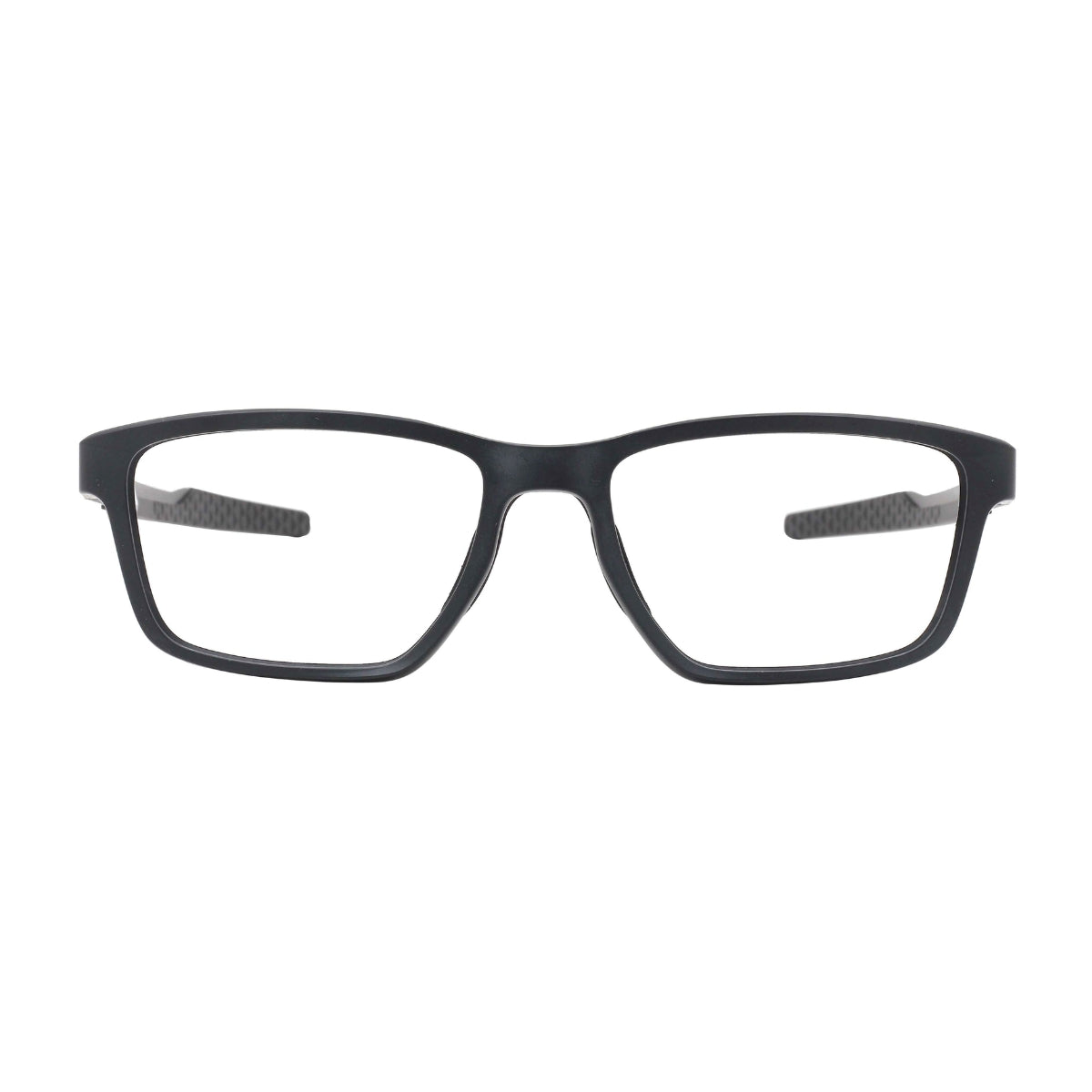 "Oakley OX8153 0155 Metalink Satin Black eyeglasses, premium rectangle prescription frame, buy online at Optorium."