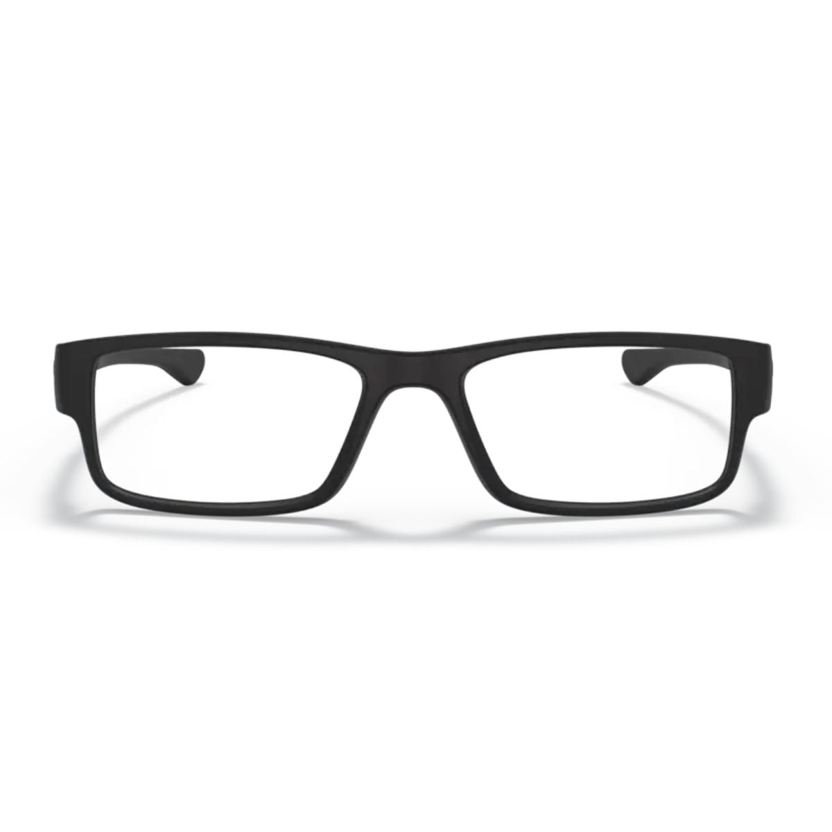 "Oakley Airdrop OX8046-0153 satin black rectangle eyeglasses frame online at Optorium."
