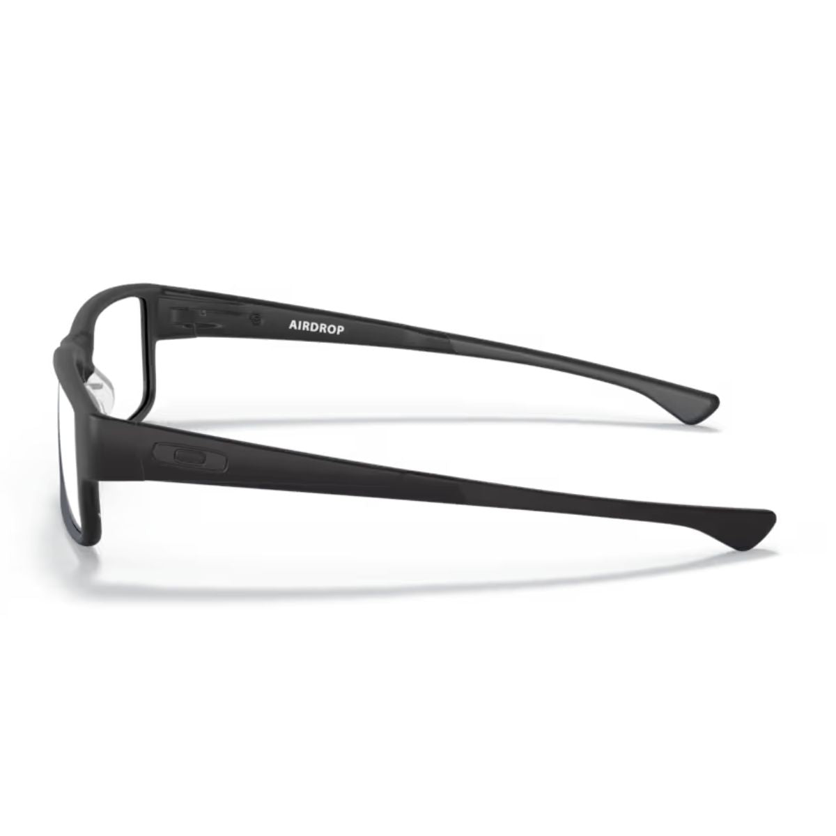 "Satin black Oakley Airdrop OX8046-0153 rectangle eyeglasses frame online at Optorium."
