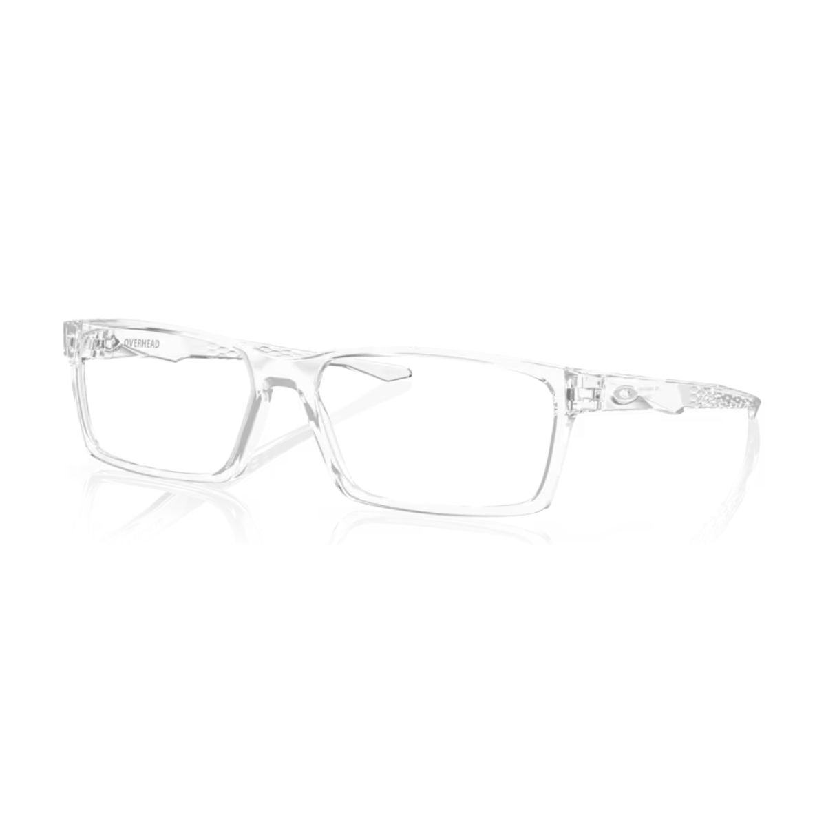 "Stylish Oakley OX8060-0357 eyeglasses frame polished clear lightweight design online at optorium."
