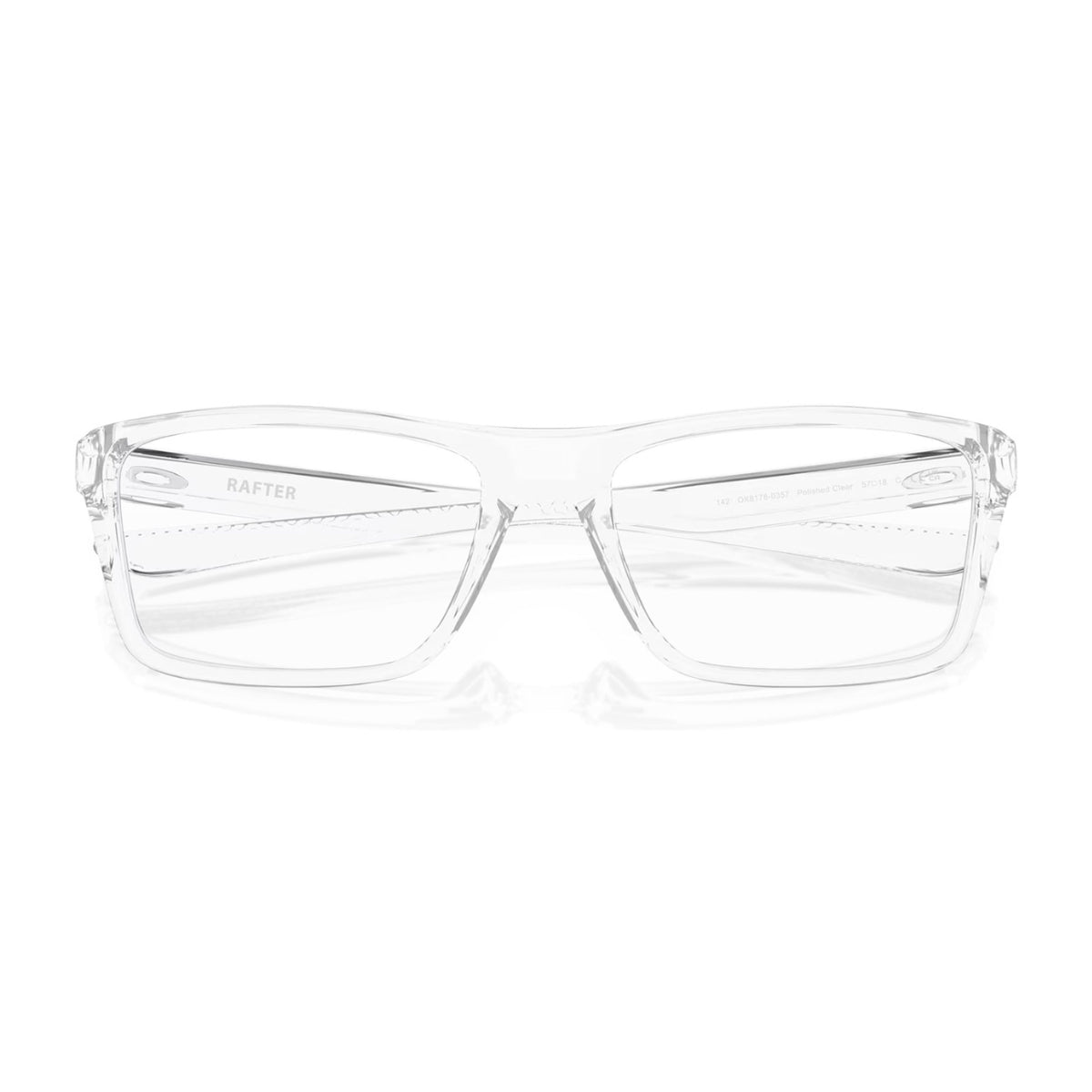 "Buy Oakley Rafte polished clear spectacles OX8178 0355 online – premium rectangle eyeglasses frame for men – Optorium"
