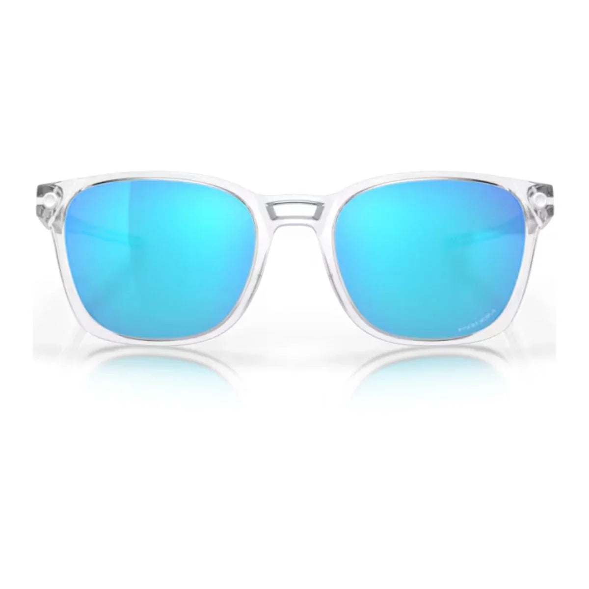 Oakley OO9018 Ojector sunglasses with Prizm Sapphire lenses and polished clear frame offer 100% UV protection in durable O‑Matter build. Shop premium Oakley eyewear at Optorium.