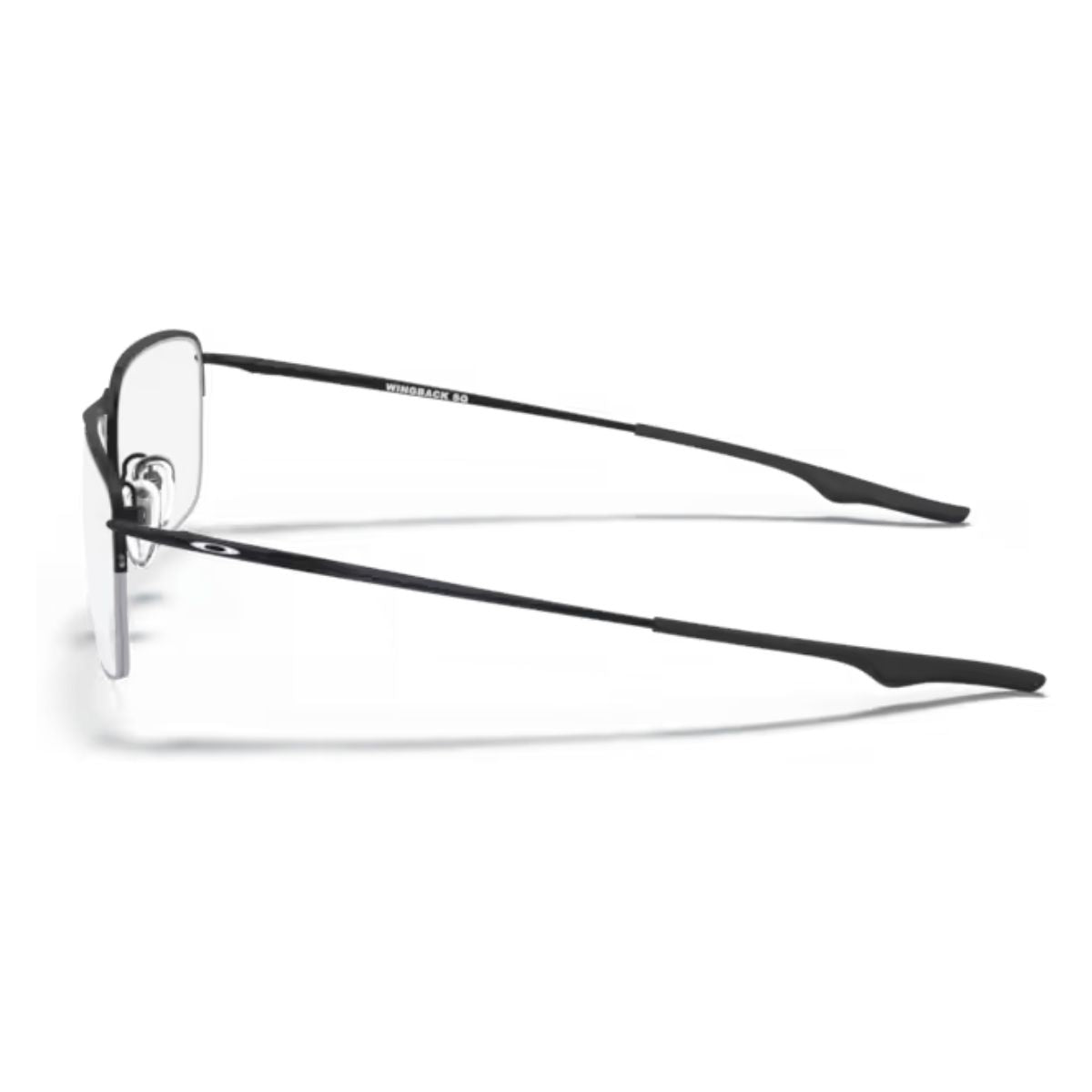 Shop Oakley WINGBACK SQ OX5148 0154 men’s titanium half rim eyeglasses. Best satin black sports design, durable for daily wear. Buy online at Optorium.