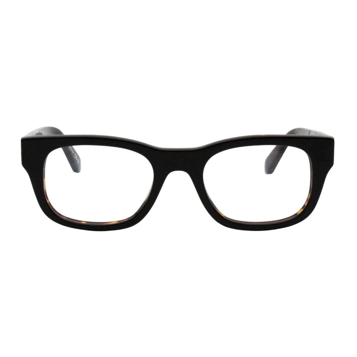 Trendy Off White Frame OERJO7N 1000 in Shinny Black color, stylish Wayfarer shape off white optical glasses and off white prescription glasses for men & women at Optorium.
