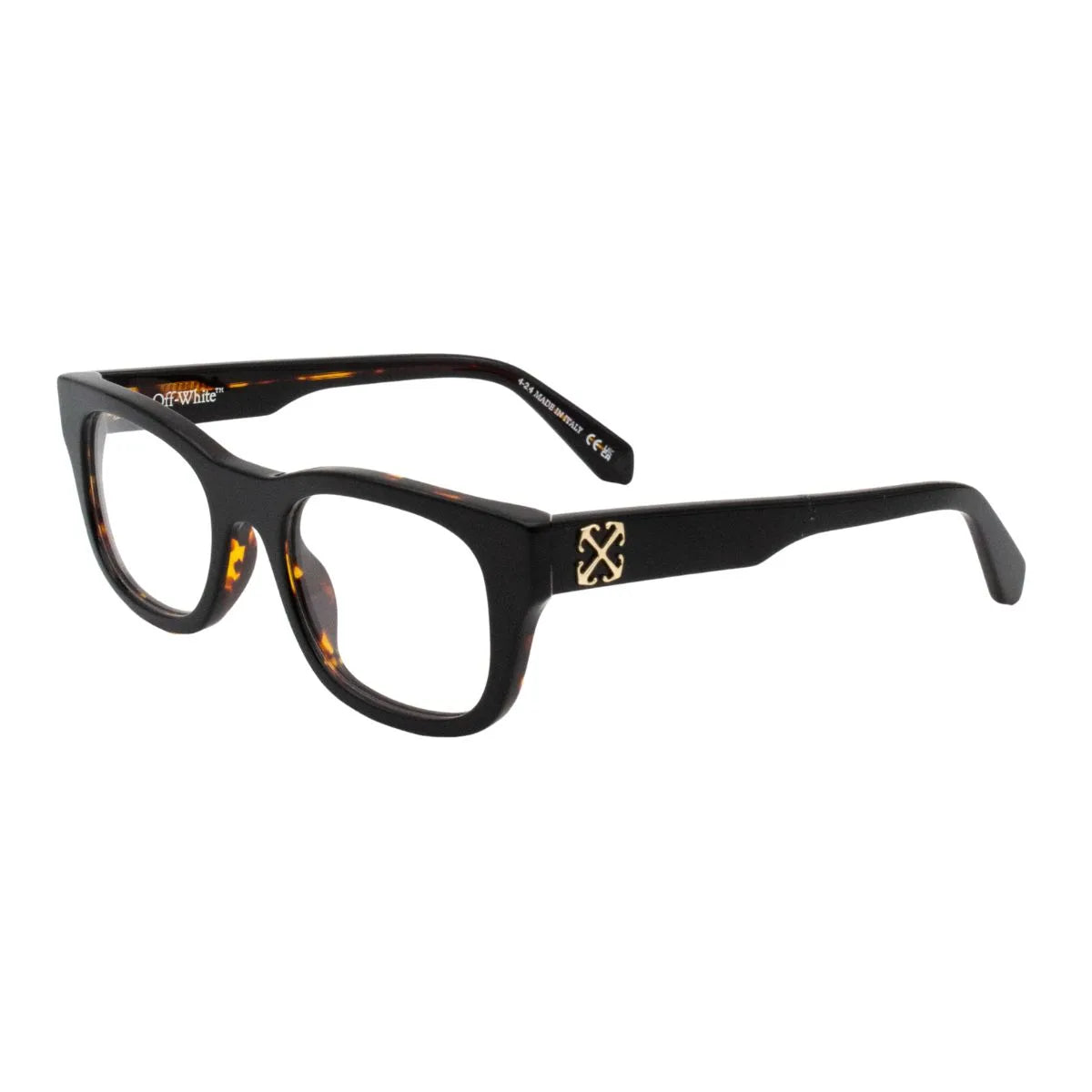 Off White optical frame men & women in Shinny Black color, trendy Wayfarer shape off white eyeglasses and off white glasses frame for everyday wear at Optorium.
