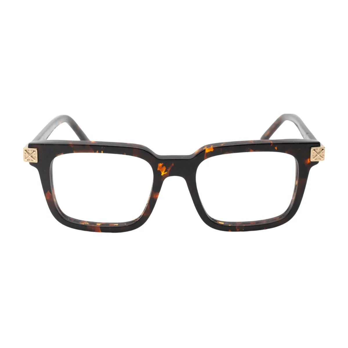 Off White OERJ08S 6000 Havana full-frame square unisex prescription glasses at Optorium