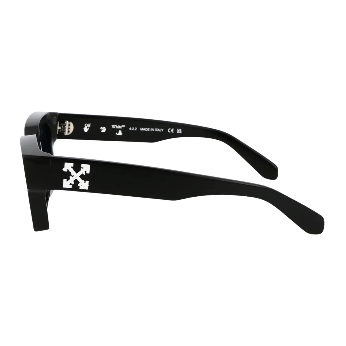 Shop Designer Off White OERI008 1045L unisex sunglasses blue lenses black full-frame off white eyewear Optorium