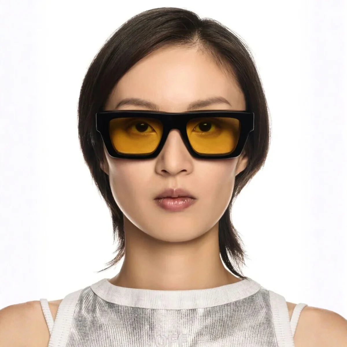 Luxury Off White men’s sunglass OREGON OERI145 1018 black full frame yellow lenses – high-end offwhite eyewear Optorium