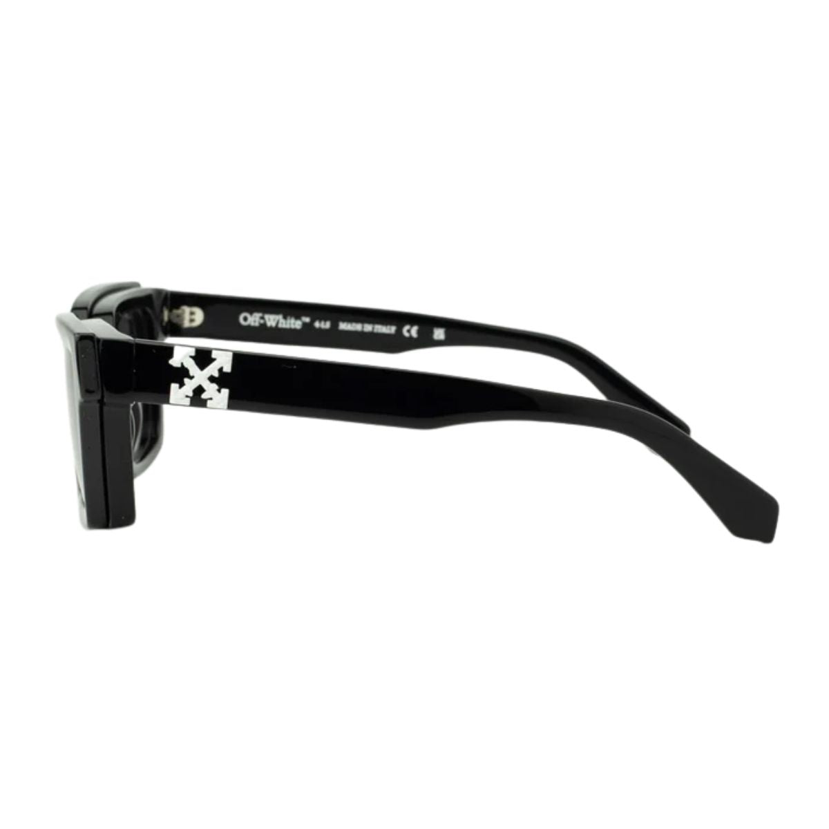 Luxury Off-White Sunglass with Clip-On Lens, model OERI14C 1007, designed for fashion-forward men & women. Best black square sunglasses for any look at Optorium.