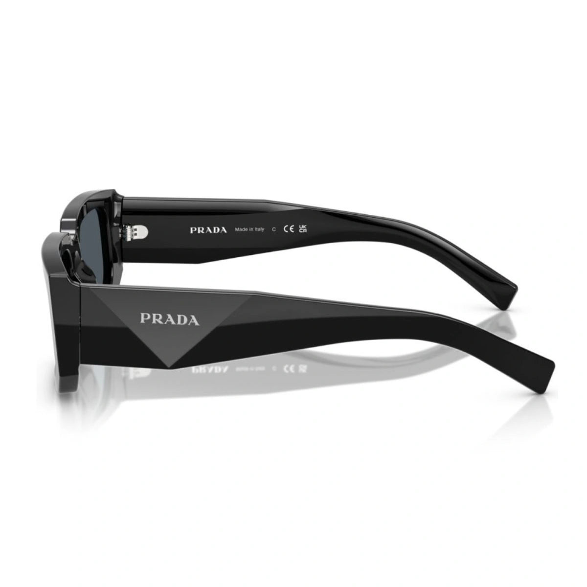 Stylish Prada goggles grey lens bold black frame front angle