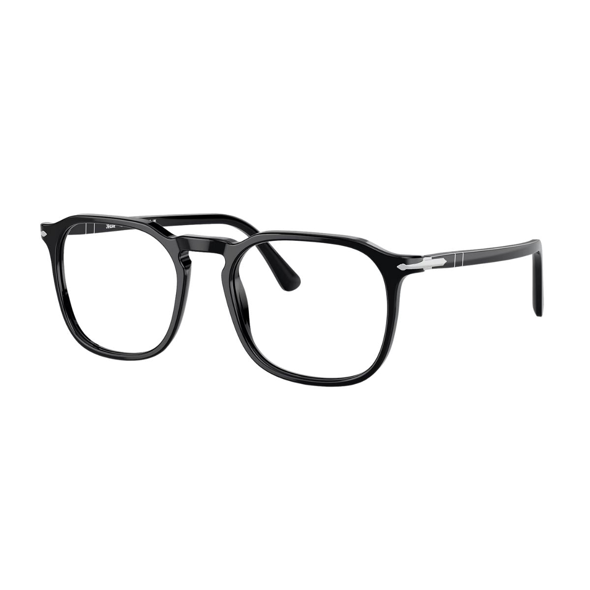 Stylish Persol 3337-V 95 square eyeglasses frame, lightweight black frame. Shop now at Optorium.
