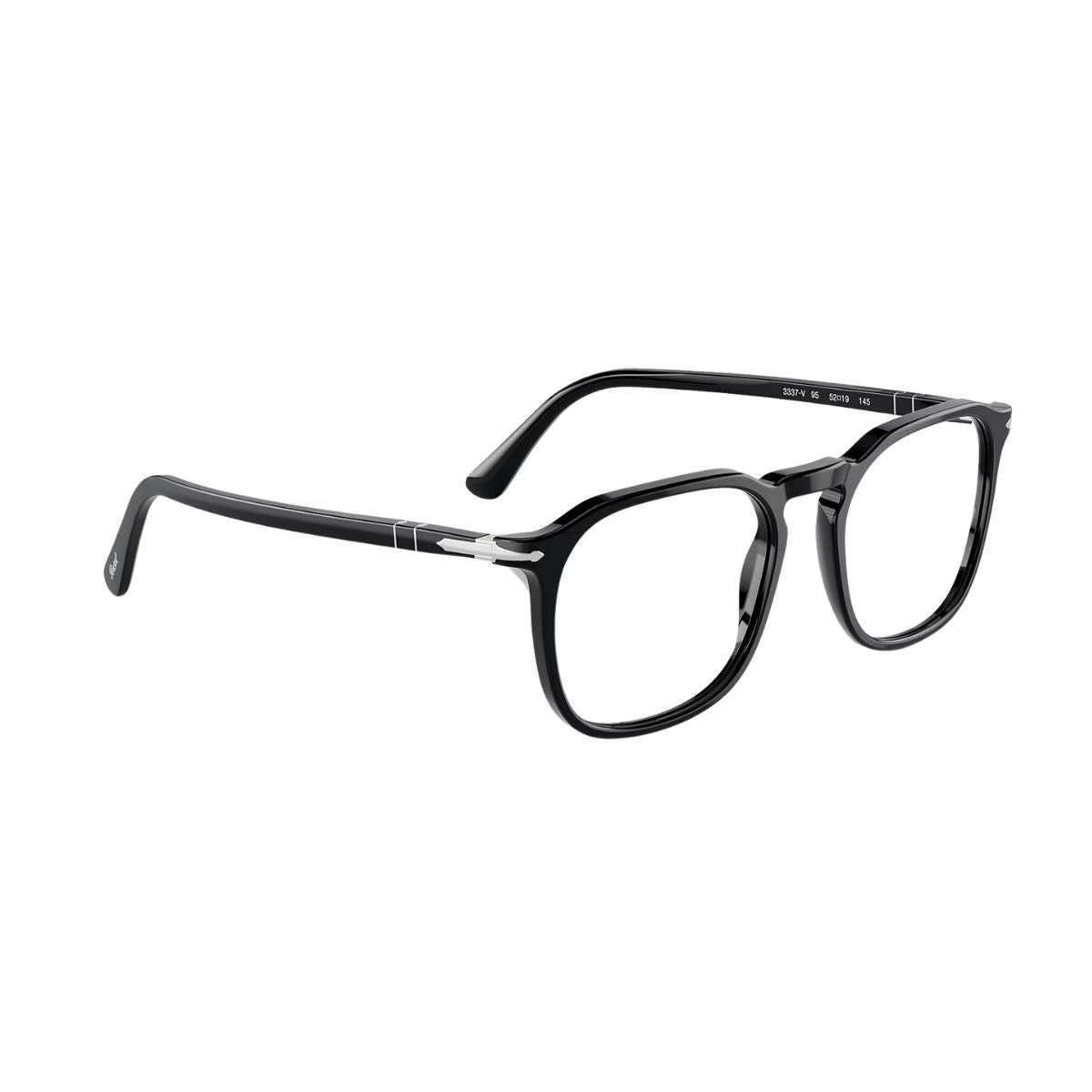 Unisex Persol 3337-V 95 eyeglasses frame, sleek black square design. Buy online at Optorium.
