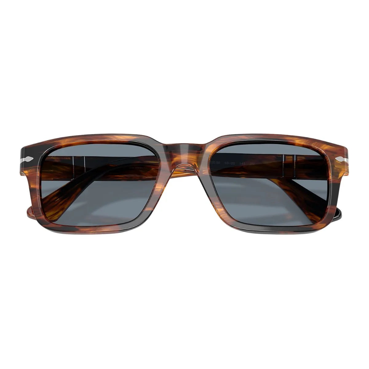 Authentic Persol PO3272S 1235/56 sunglasses in striped black brown finish with stylish frame and trendy designer sunglasses appeal for modern fashion lovers optorium.