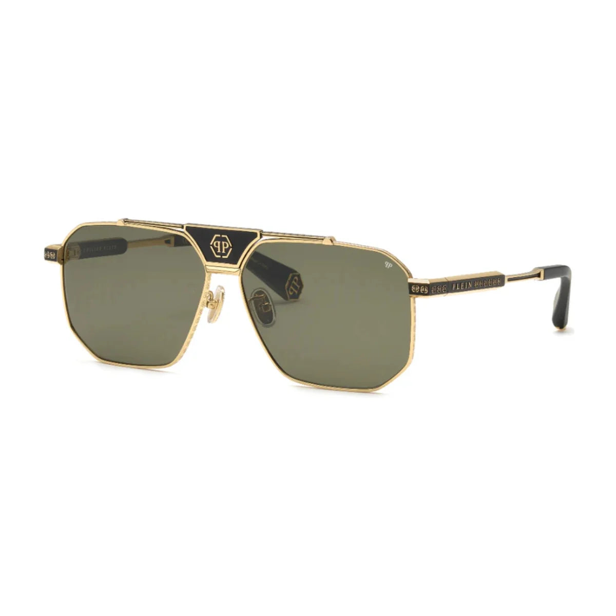 Philipp Plein sunglasses SPP152V 0302 Legacy full frame shades with green lenses Optorium