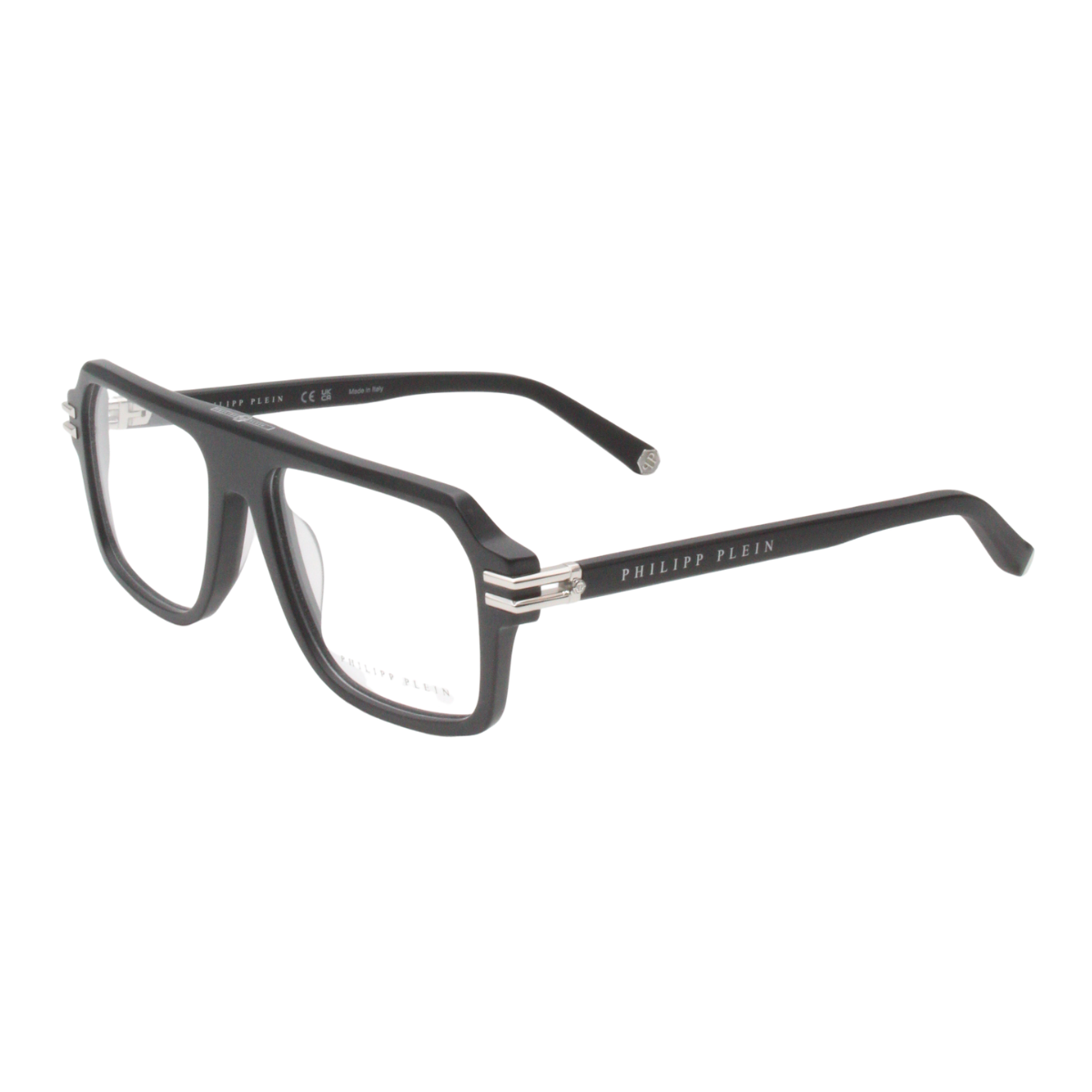Authentic Philipp Plein frame VPP 195 0703 featuring square shape eyeglasses in matte black color, high-end philipp plein eyewear crafted for trendsetters, designer philipp plein glasses available at optorium