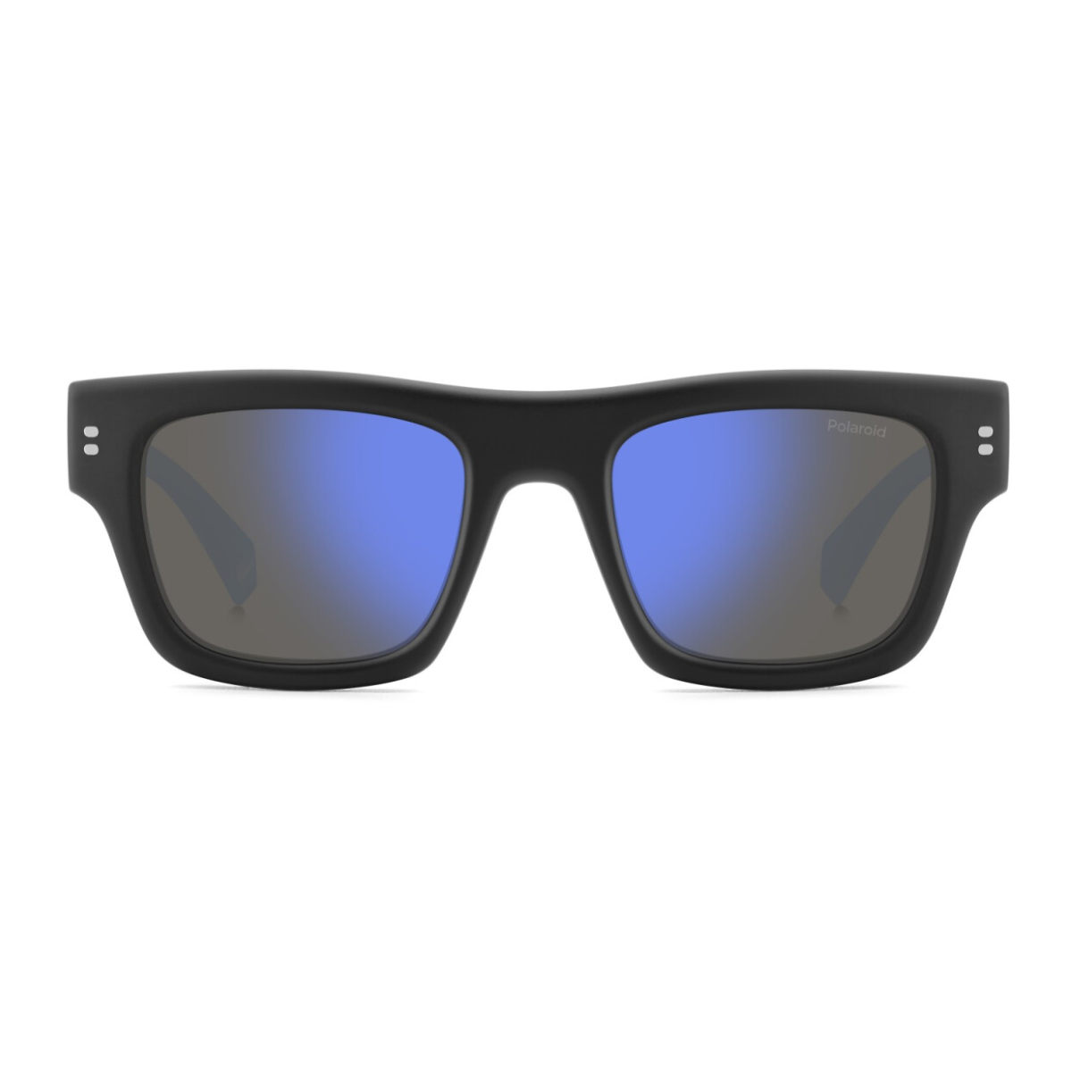 "Polaroid PLD 6238/S/X 003 5X sunglasses front view with black square frame, polarized lenses, designed specifically for men’s stylish and lightweight eyewear."