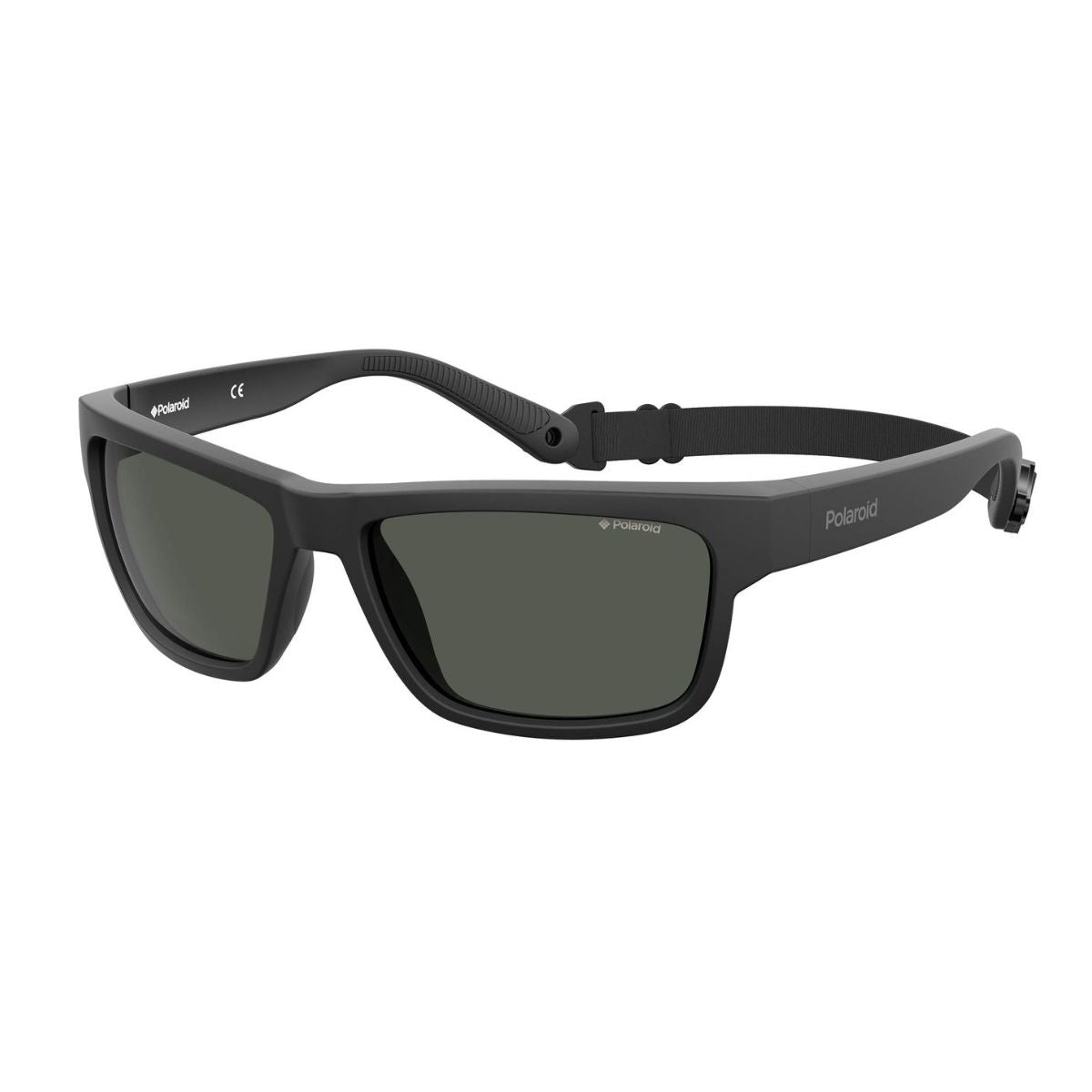 "Polaroid PLD-7031/S 807M9 male sunglasses showing sleek matte black finish and slim temples with polarised lenses, Optorium."