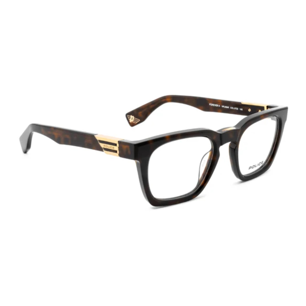 Branded men’s glasses by Police Forever 4 VPLN64K 0722, lightweight eyeglass frames, Italian-made optical eyewear, thin frame glasses for office and casual use at Optorium