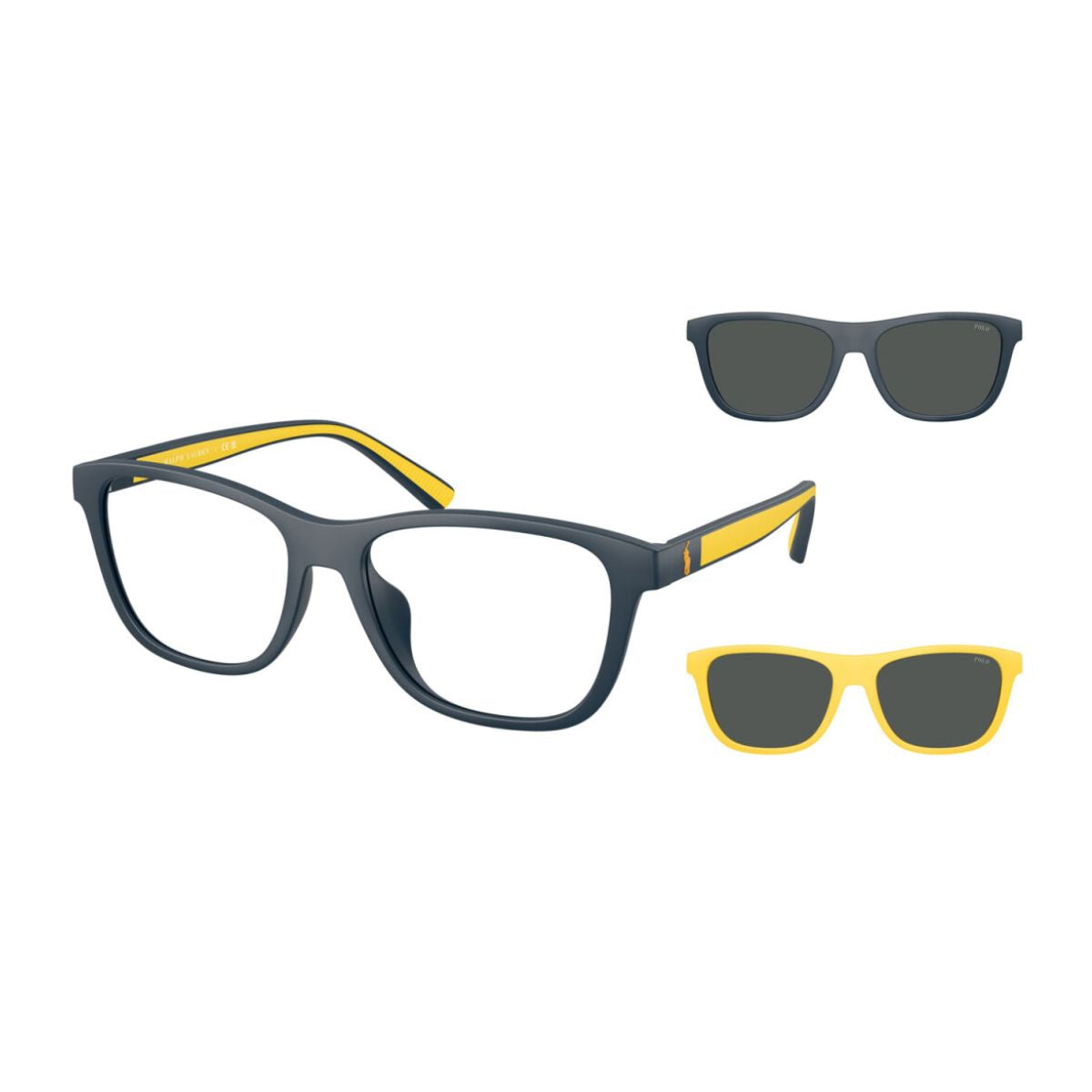 Top-rated Ralph Lauren Polo sunglasses for men featuring PH4228U 5904/87 clip-on frame, square design, and sleek blue lenses for a luxury look – Optorium.