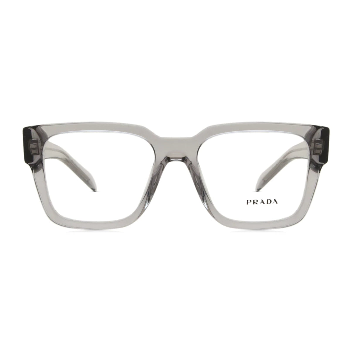 "Prada eyeglasses VPR08Z 18S 101 – Stylish Transparent grey optical frames for men online at Optorium"
