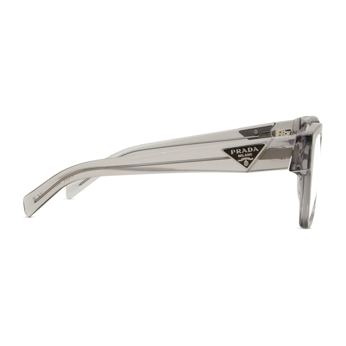 "Fashionable Prada VPR08Z 18S 101 square Transparent grey colour frame. Luxury prada eyewear online at Optorium"