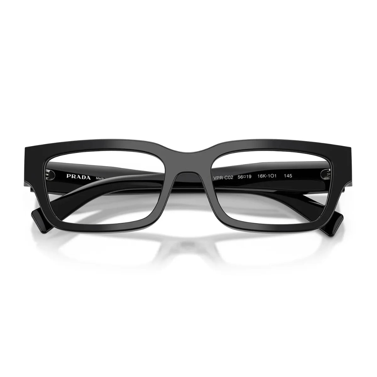 Luxury Prada rectangle eyeglasses VPR C02 16K 1O1 fashion optical frame for daily wear at Optorium