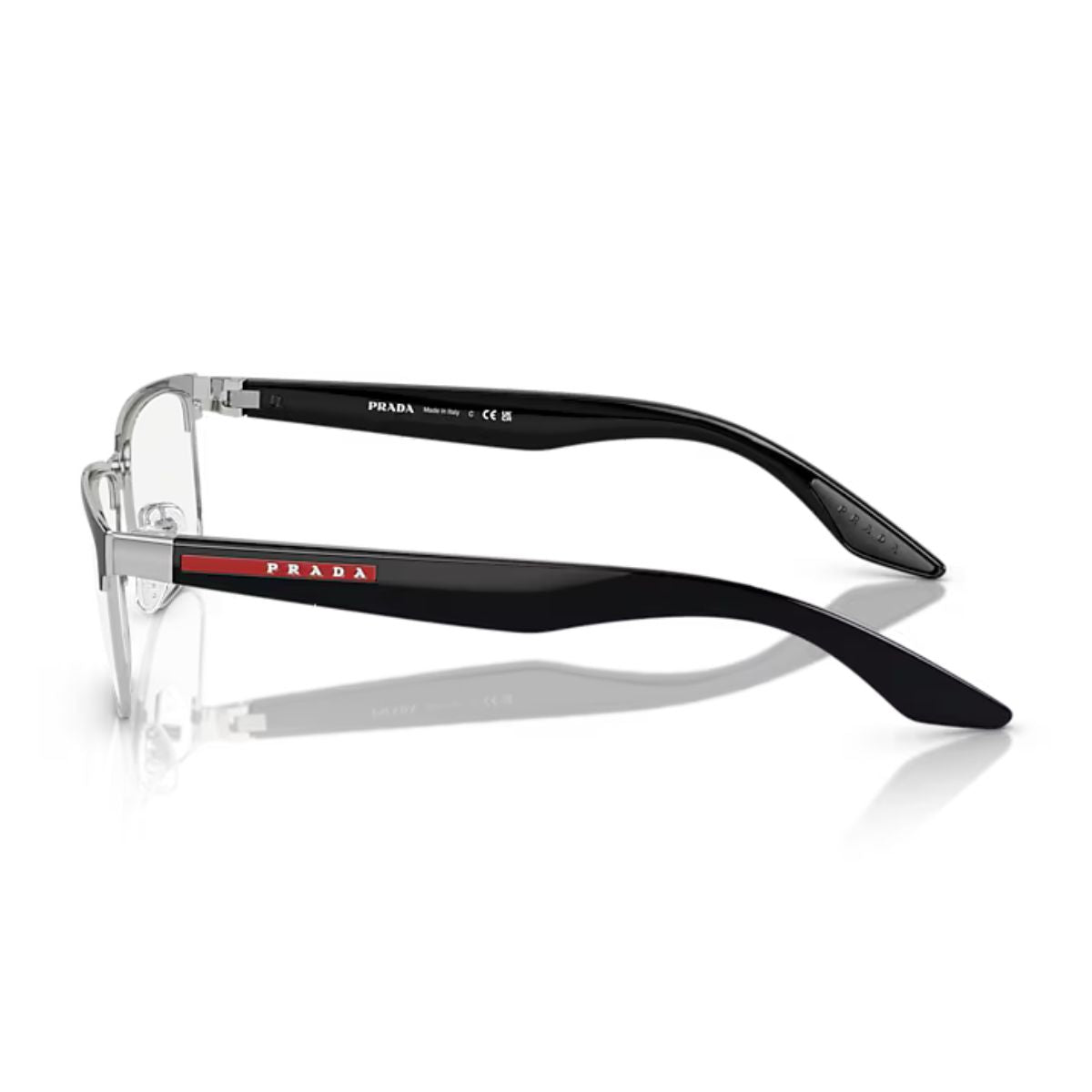 "Prada VPS51P 1AB-101 black optical frames, lightweight and stylish rectangular eyewear, perfect for daily wear – available online at Optorium."