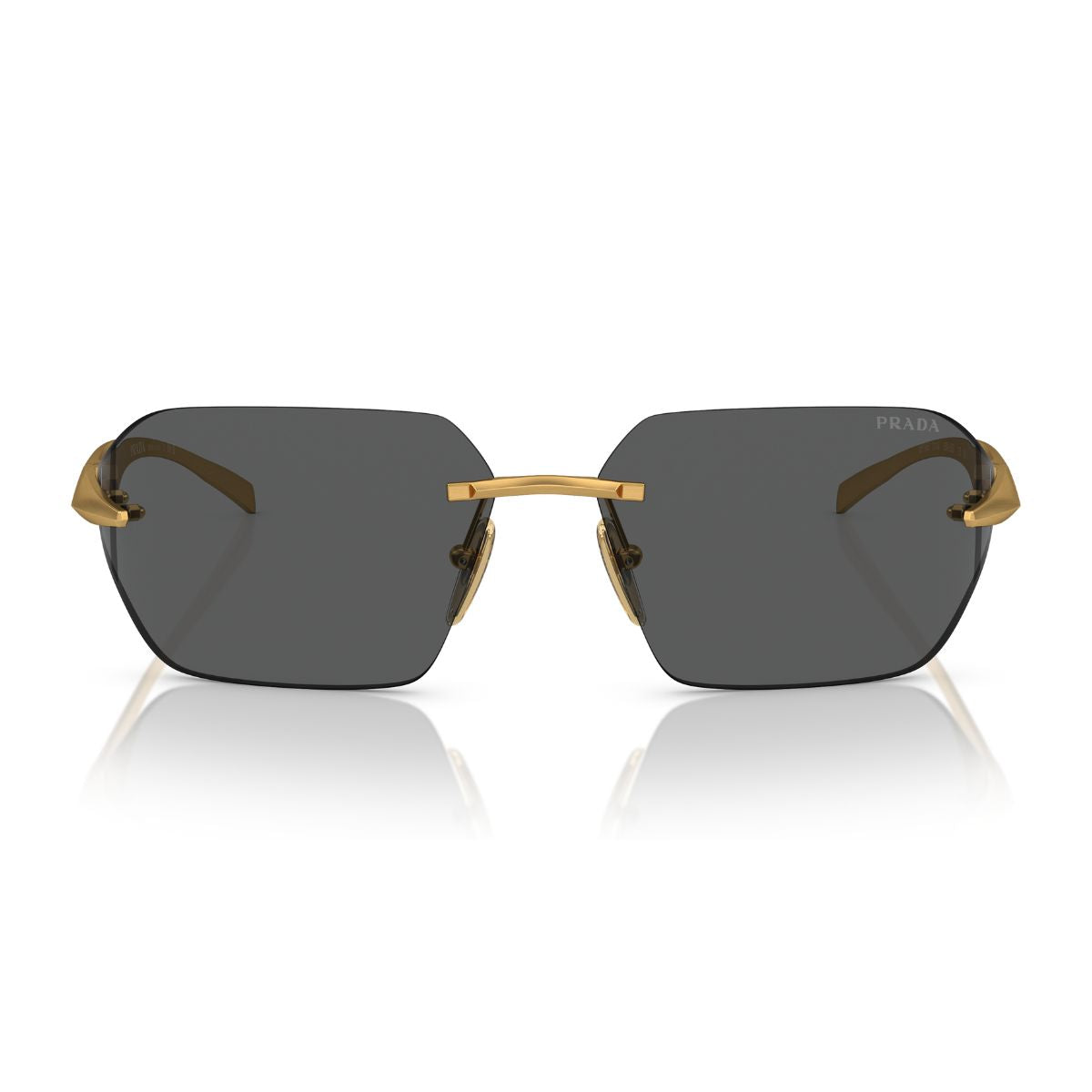 "Gold Prada Rimless Sunglasses SPR A55S 15 for men | Optorium"