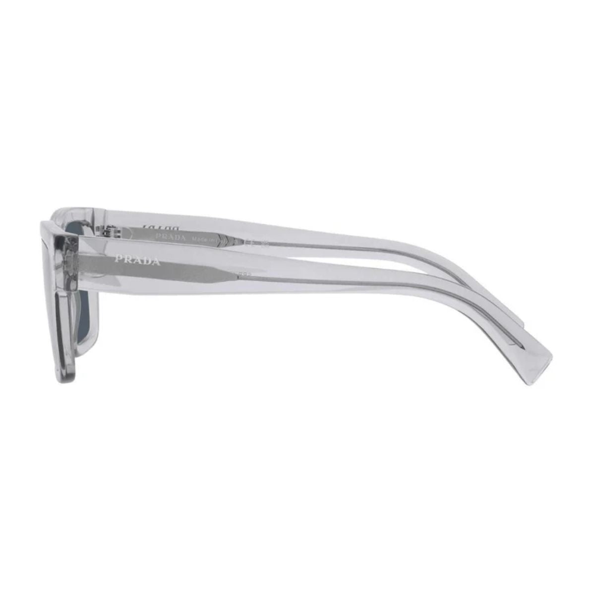 Find Prada transparent grey sunglasses for men SPR 19W U43-09T, with UV protection and stylish square design. Explore top-selling Prada eyewear at optorium.