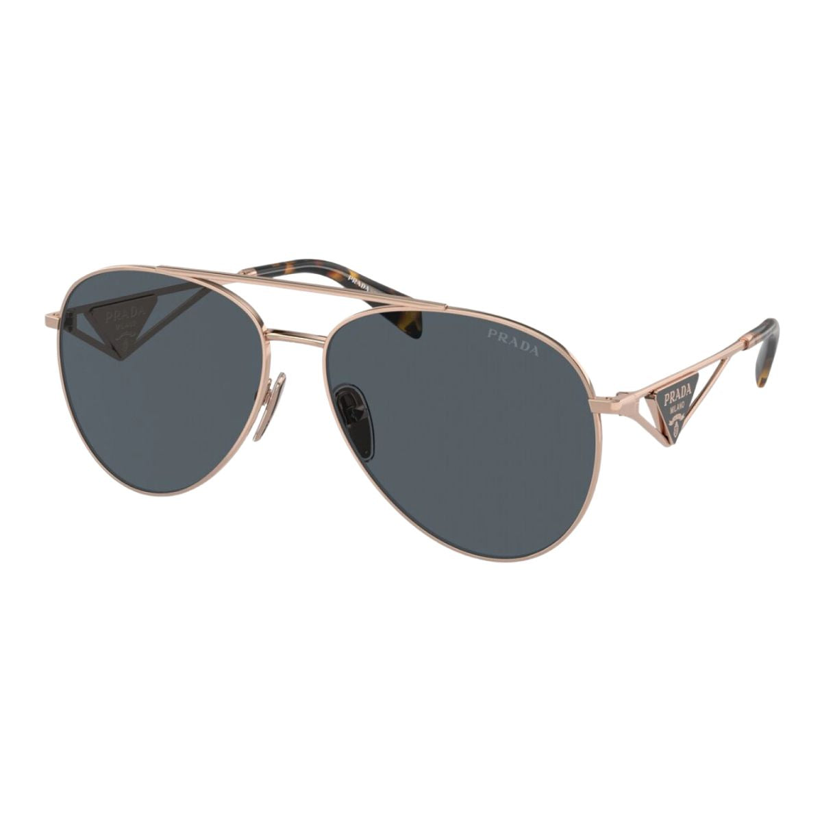 "PRADA SPR A50 SVF-09T: Rose Gold metal aviators, 59mm dark grey lenses, full frame.optorium"