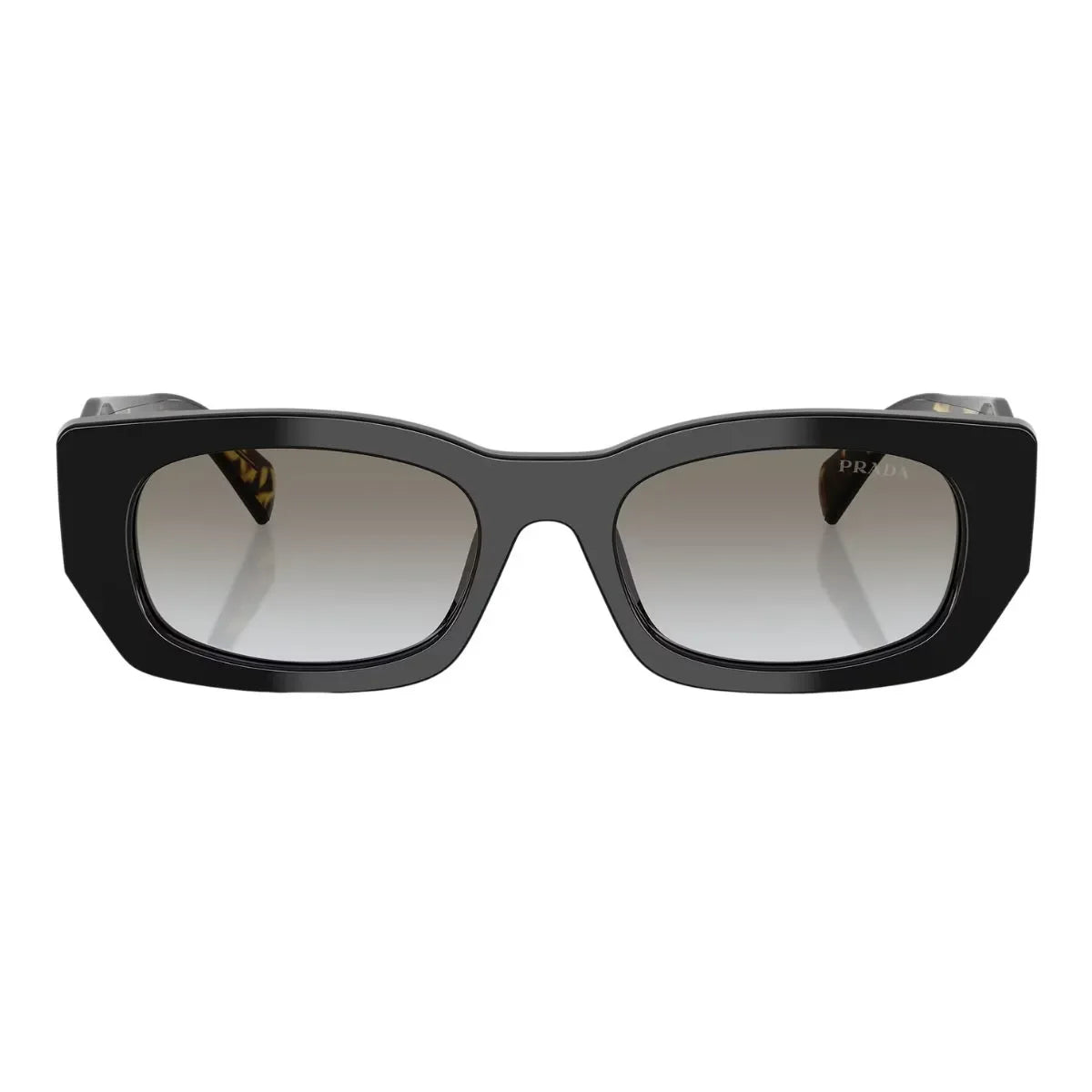 Prada Sunglass SPR B05 389-0A7 prada sunglasses in shiny black color feature a premium rectangle shape design with UV protection sunglasses lenses, perfect prada shades women seeking prada womens sunglasses optorium
