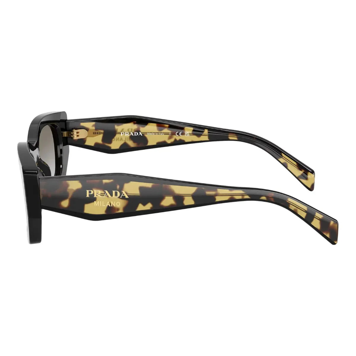 Elevate your style with Prada Sunglass SPR B05 389-0A7, featuring shiny black color, rectangle shape frame and advanced UV protection sunglasses, ideal prada sunglasses for women and elegant prada shades women optorium