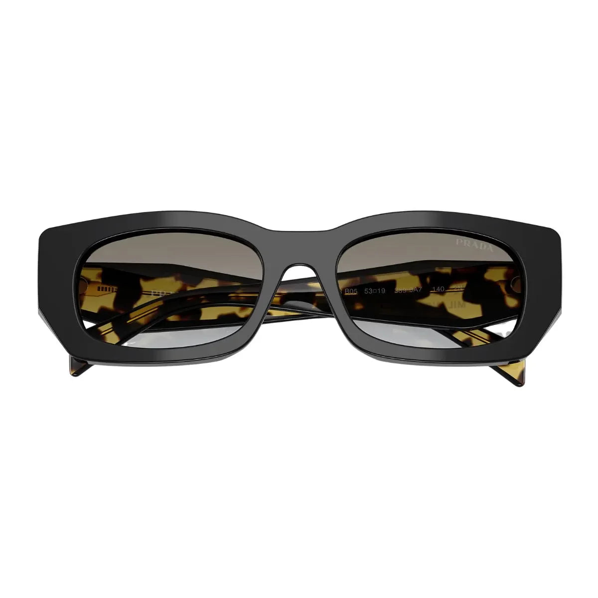 Discover prada sunglasses SPR B05 389-0A7 crafted in shiny black color with a sleek rectangle shape, offering reliable UV protection sunglasses for everyday wear and premium prada womens sunglasses optorium