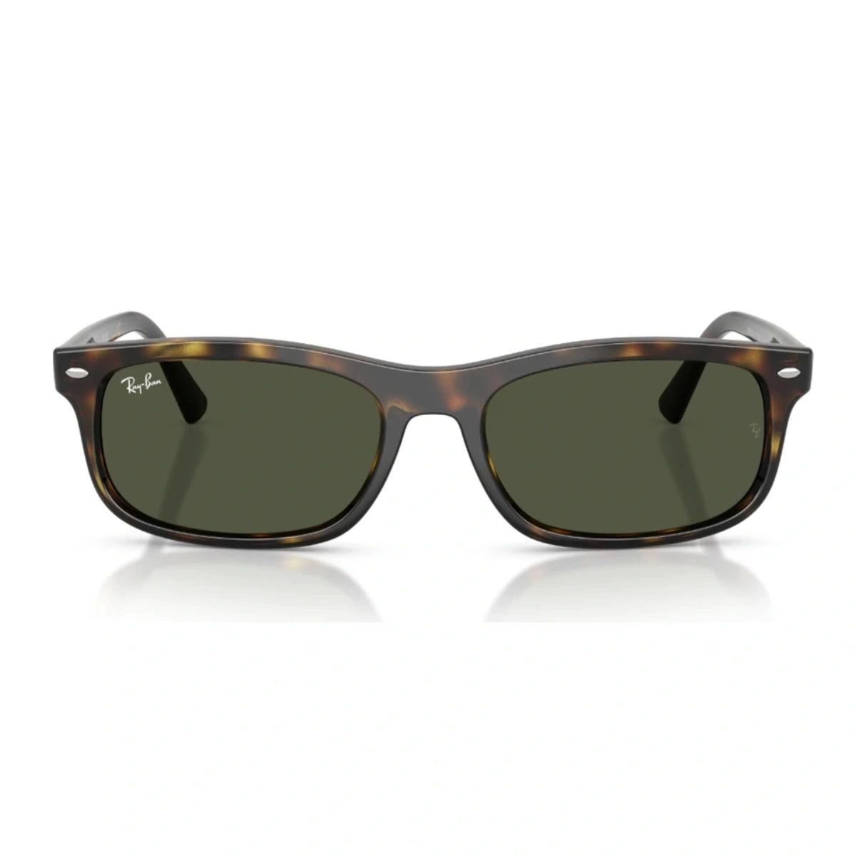 rayban RB2224 havana rectangle sunglasses light green lens
