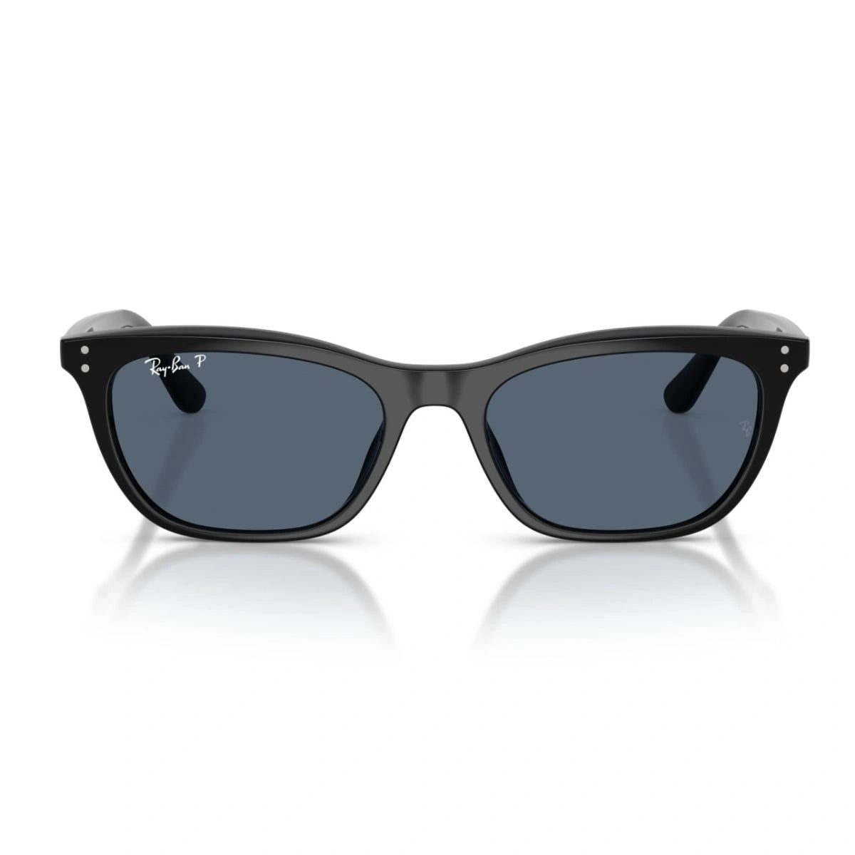 RB4474D black square sunglasses with light blue lens UV