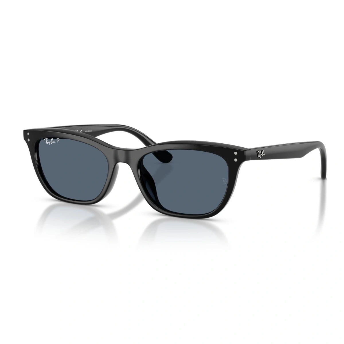 Ray-Ban square frame black sunglasses blue lens design