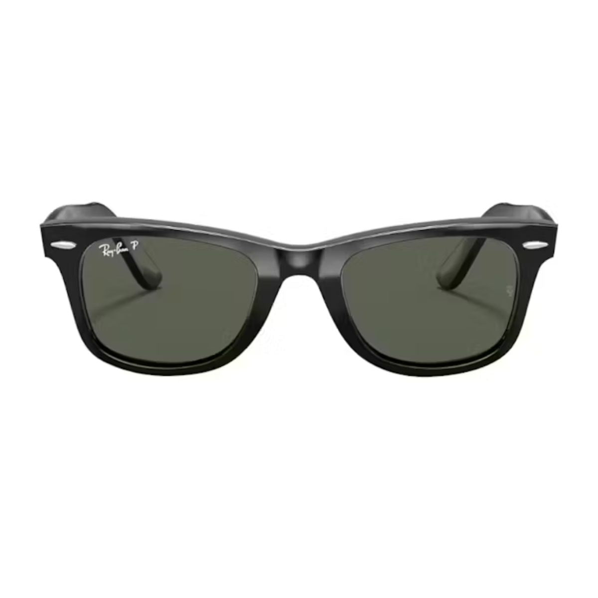 Classic black Wayfarer sunglasses with polarized lenses for men and women. Perfect for stylish everyday wear. Available online at Optorium.