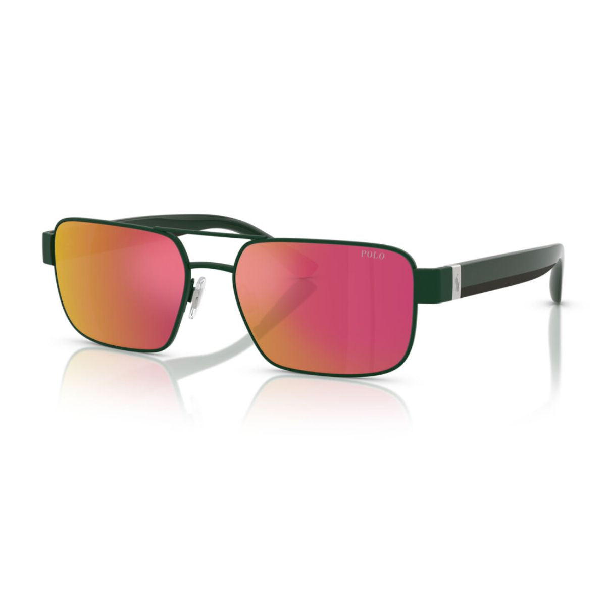 Stylish Ralph Lauren Polo square sunglasses PH3161 9481/6Q featuring dark green lenses and UV-safe technology for men who love bold eyewear. Get yours today at Optorium.
