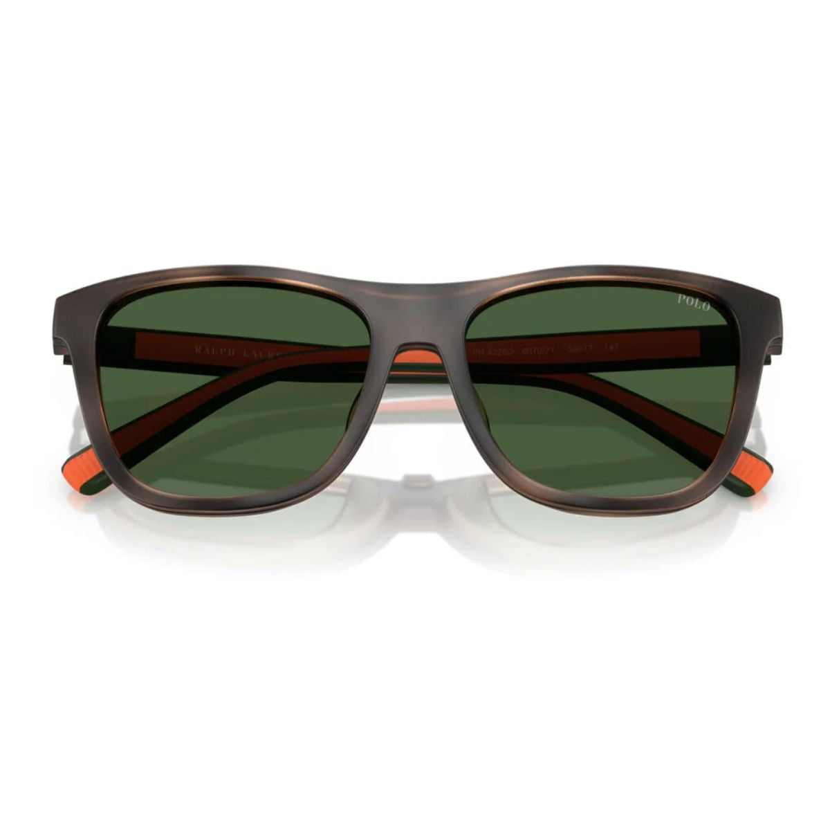 Stylish Ralph Lauren Polo Havana clip-on sunglasses PH4228U 6070/71 with durable square frames and stylish men’s design available at Optorium.