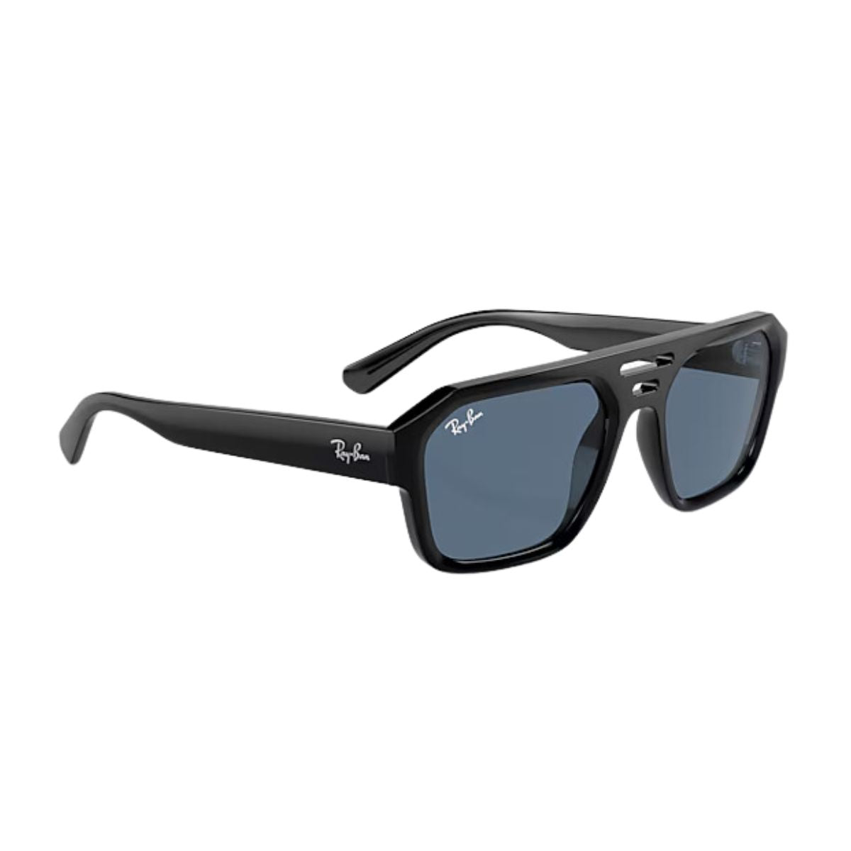 "RayBan Corrigan RB 4397 black sunglasses with blue UV protection, stylish eyewear online at Optorium."
