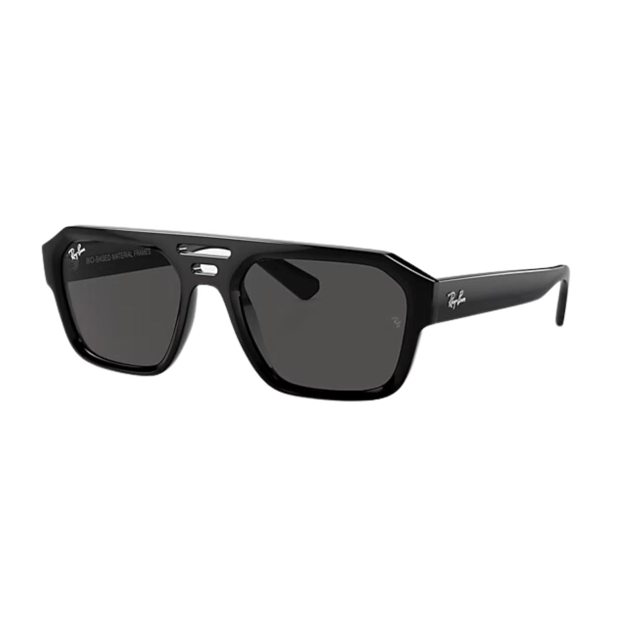 "Stylish RayBan square sunglasses with dark grey lenses and UV protection online at Optorium."
