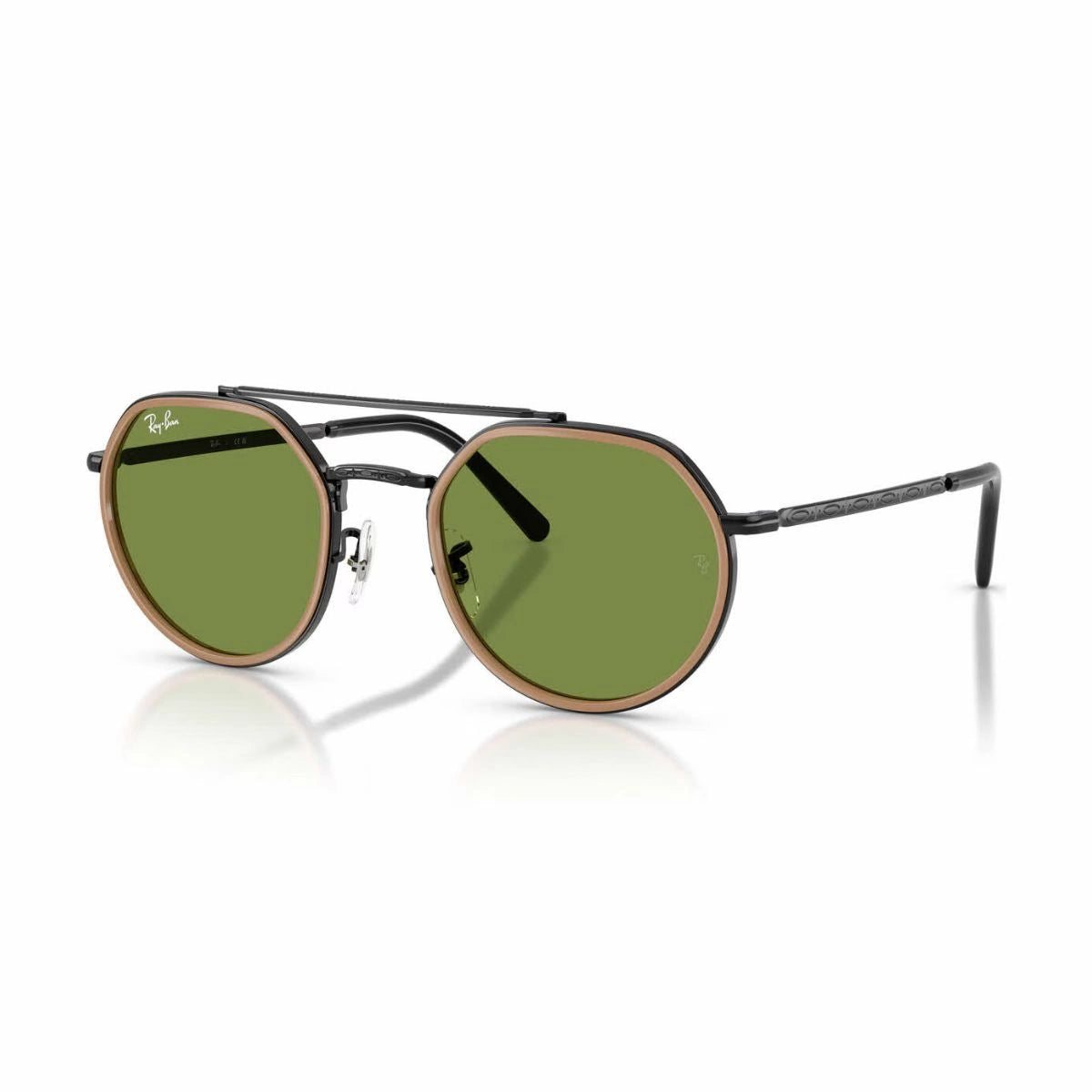 Ray-Ban round metal frame sunglasses black brown green lens
