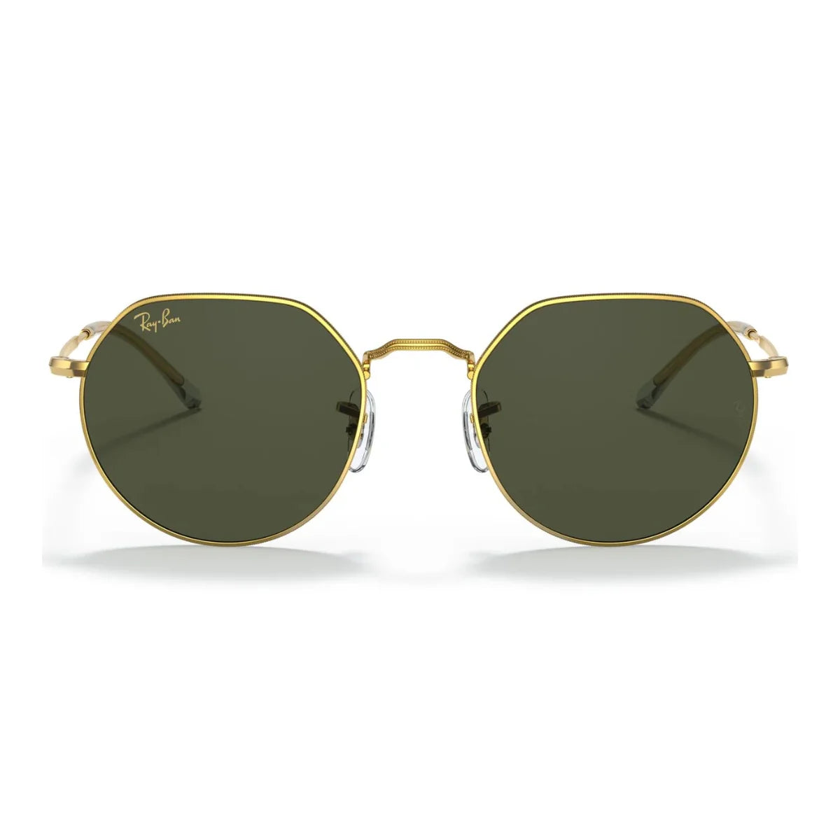 RayBan Jack shades RB3565 9196/31 gold metal round sunglasses with green lenses — Optorium