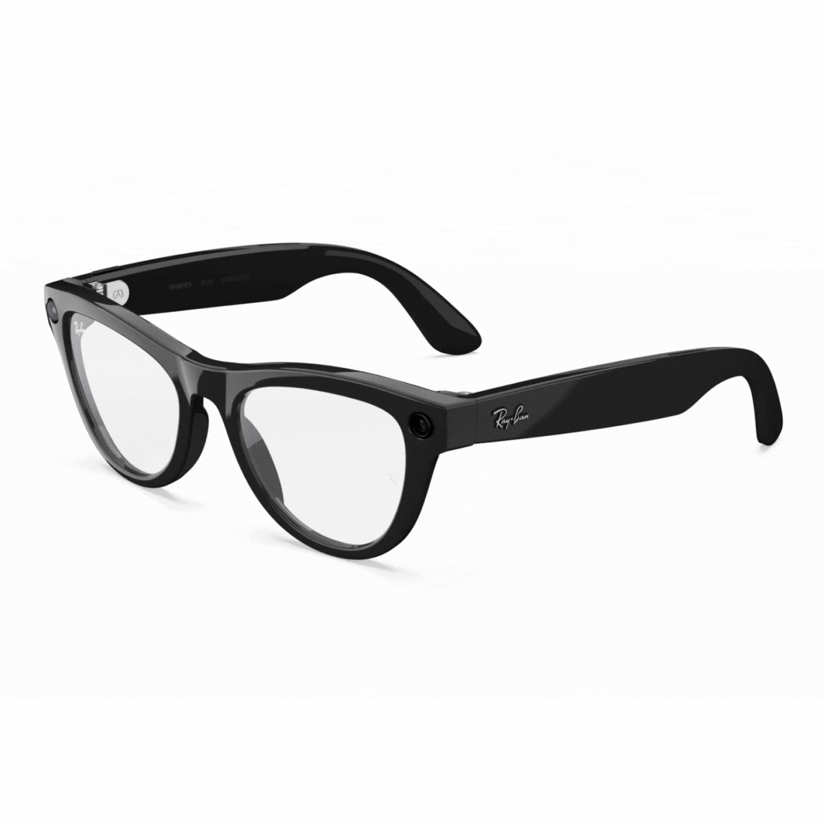 Smart AI glasses Ray-Ban Meta Gen 2 in Shiny Black, Meta Ray-Ban smart glasses with Transition Amethyst lenses available at Optorium.