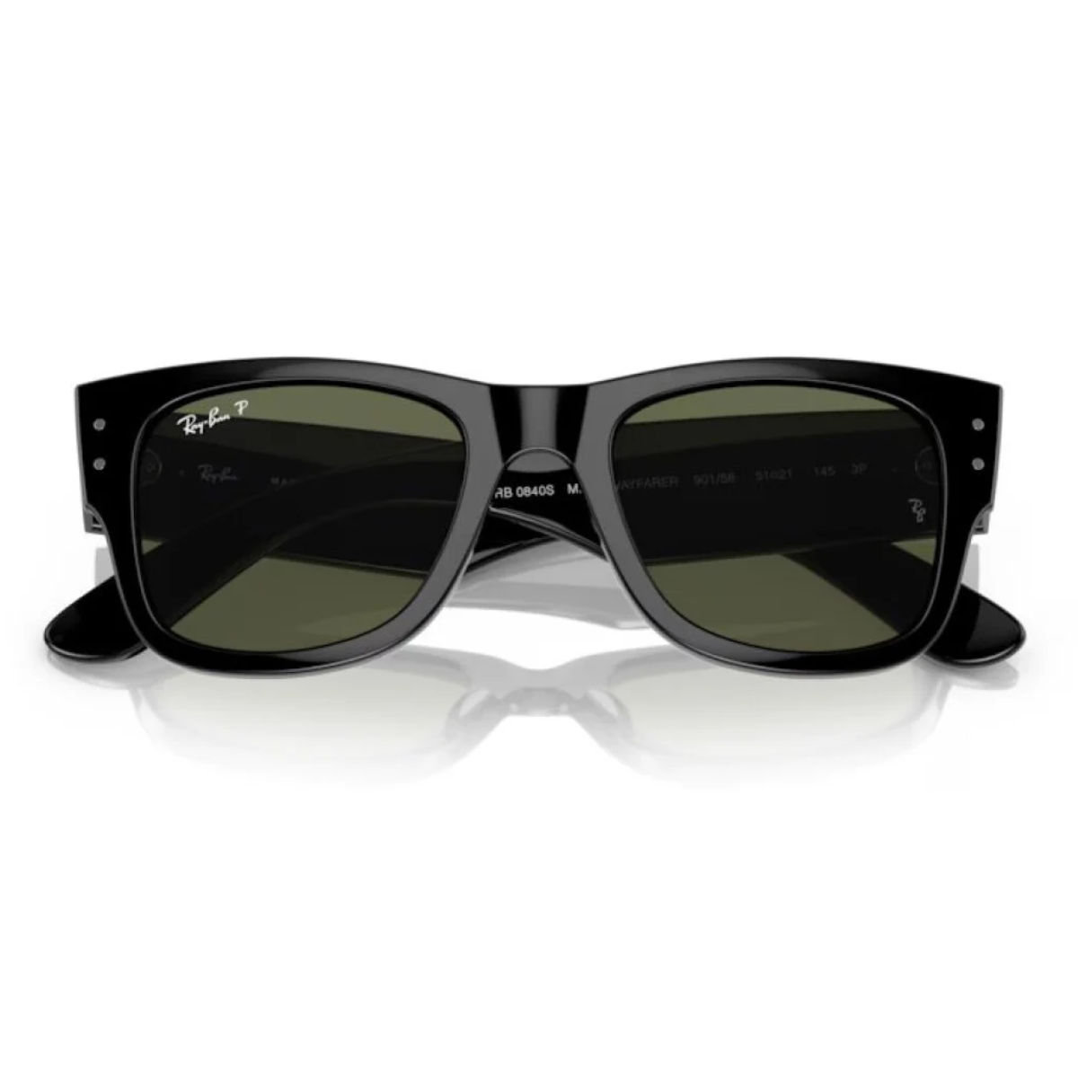 Ray-Ban Mega Wayfarer Black Green RB0840S 901/58 polarized unisex sunglasses, top-rated Ray-Ban Wayfarer sunglasses and Ray-Ban sunglasses for men by optorium.
