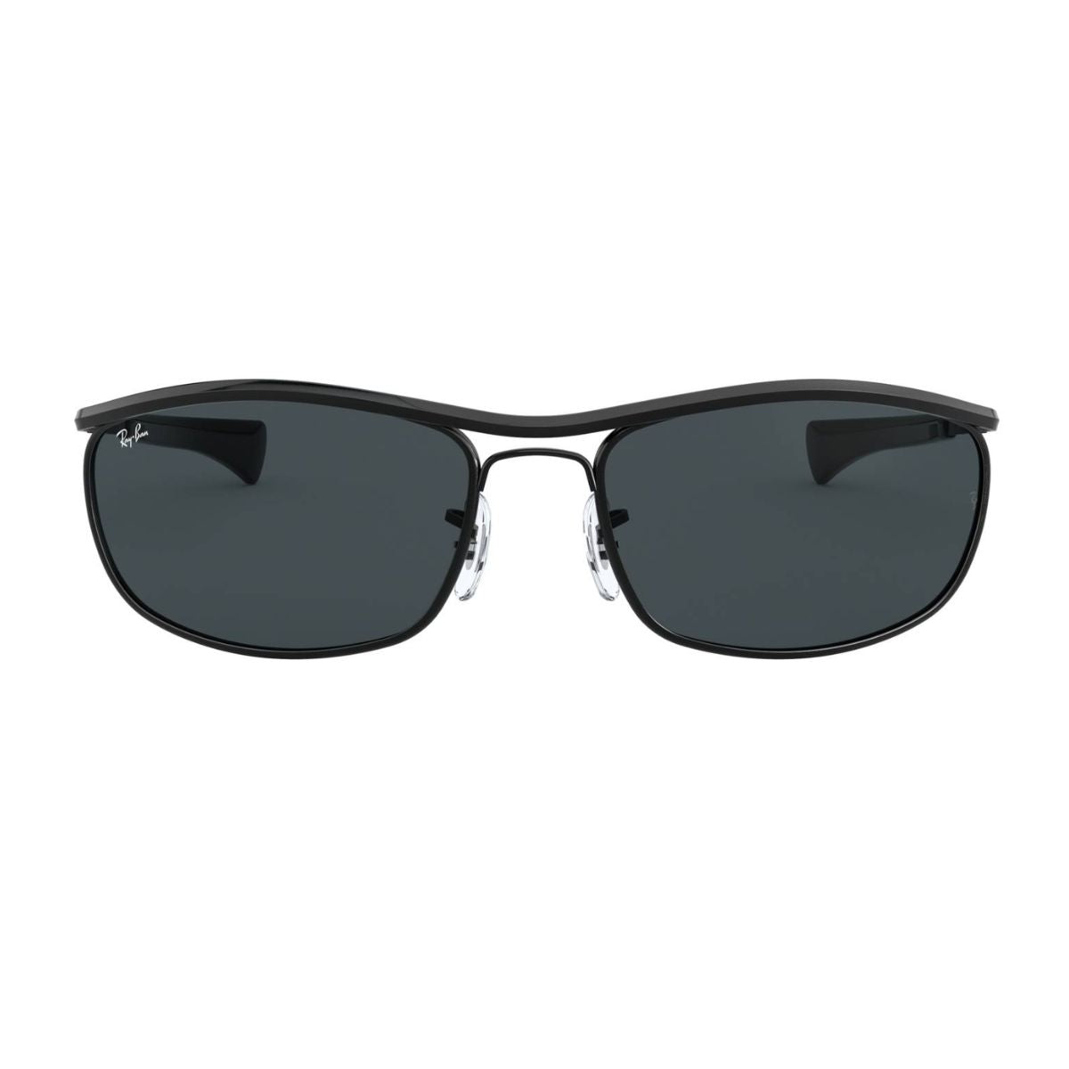 Ray-Ban RB 3119-M 002/58 sunglasses in a sleek black rectangle frame with polarized UV protection lenses, offering a stylish and sophisticated look for men and women. Shop online at Optorium.
