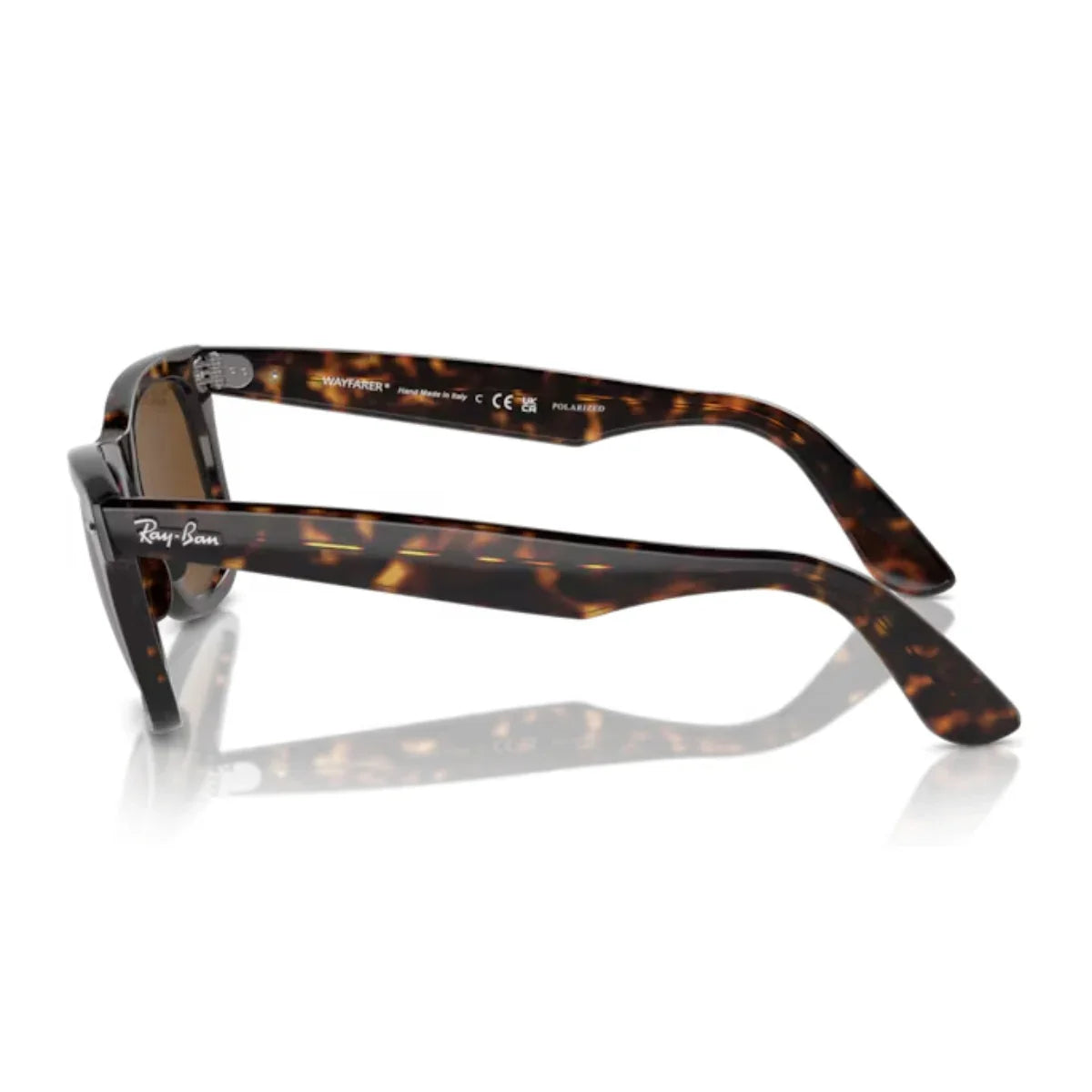 "RB 2140 902/57 Ray-Ban Wayfarer sunglasses – tortoise shell frame, green polarized lenses, perfect for all-day sun protection."