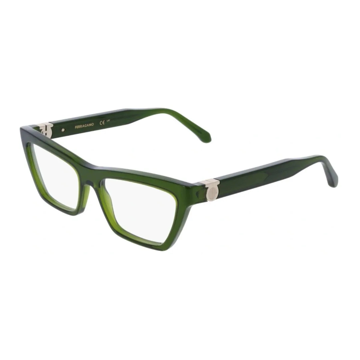 Latest cat eye Salvatore Ferragamo frame SF 3021 317 in green. Trendy Ferragamo women’s eyeglasses for fashion-forward looks. Buy luxury designer eyewear now at Optorium.